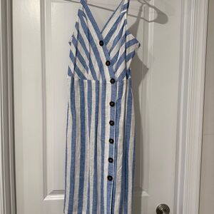 Blue and White Striped Button-Down Dress NWOT